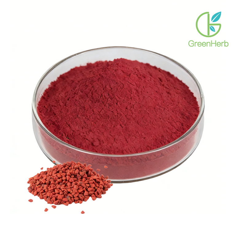 Chi tiết kết cấu cận cảnh của bột hạt annatto