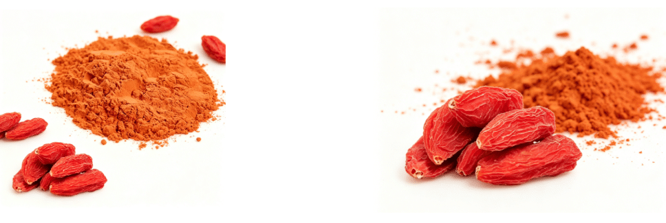 Bright orange-red Goji Berry Powder fine particle detail